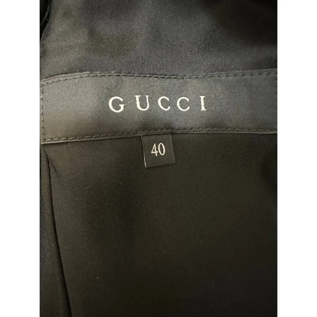 Gucci Black Wool Military-Style Coat IT 40 pre-owned Black Wool Good - Model View