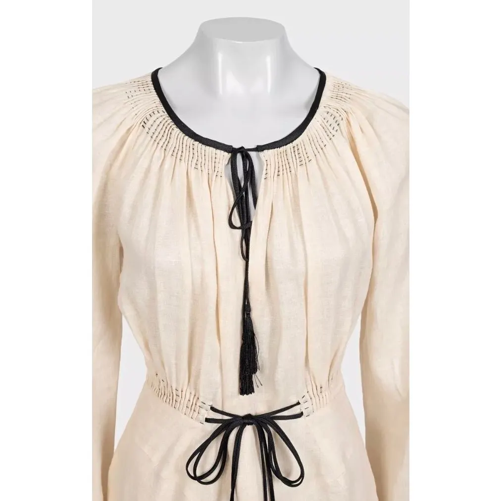 Tom Ford NWOT Tom Ford Beige Linen Belted Dress IT 38 XS Pre-owned Beige Linen Never worn - Model View