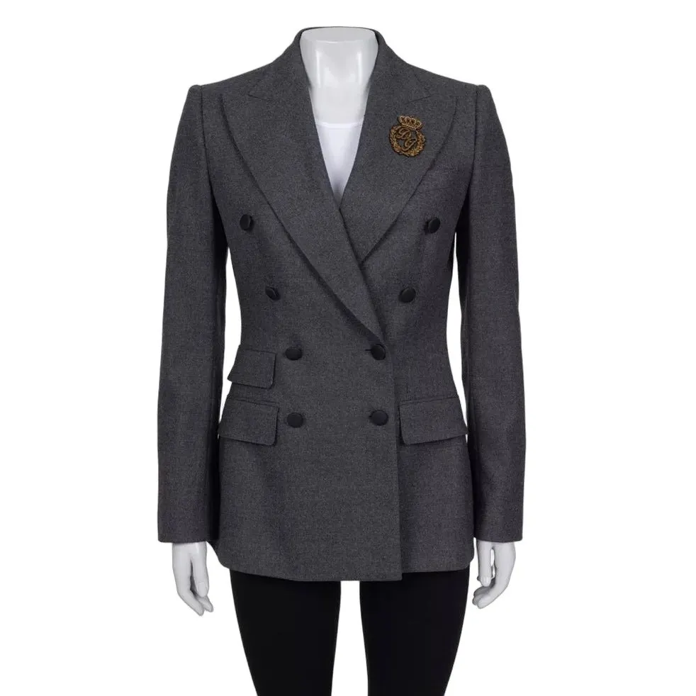 Dolce & Gabbana NWOT Dolce & Gabbana Grey Wool Double Breasted Blazer Sz.42 Pre-owned Grey Wool Never worn - Front View