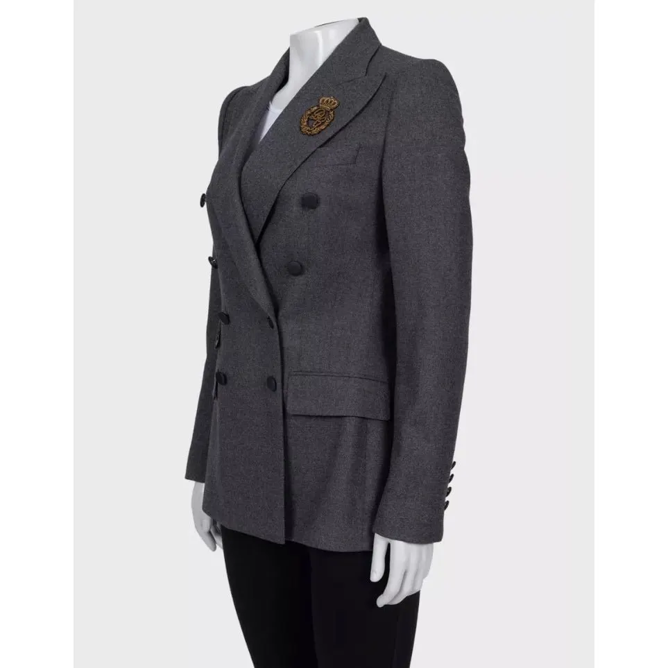 Dolce & Gabbana NWOT  Dolce & Gabbana Grey Wool Double Breasted Blazer Sz.42 Pre-owned Grey Wool Never worn - Back View
