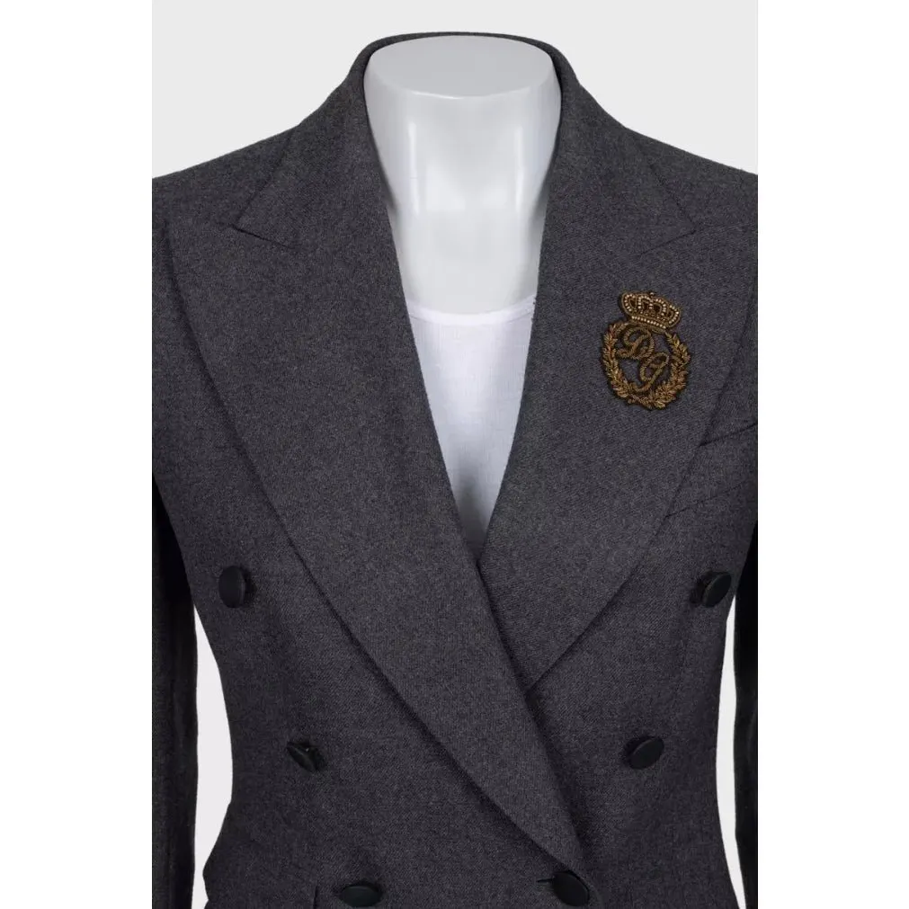 Dolce & Gabbana NWOT  Dolce & Gabbana Grey Wool Double Breasted Blazer Sz.42 Pre-owned Grey Wool Never worn - Model View