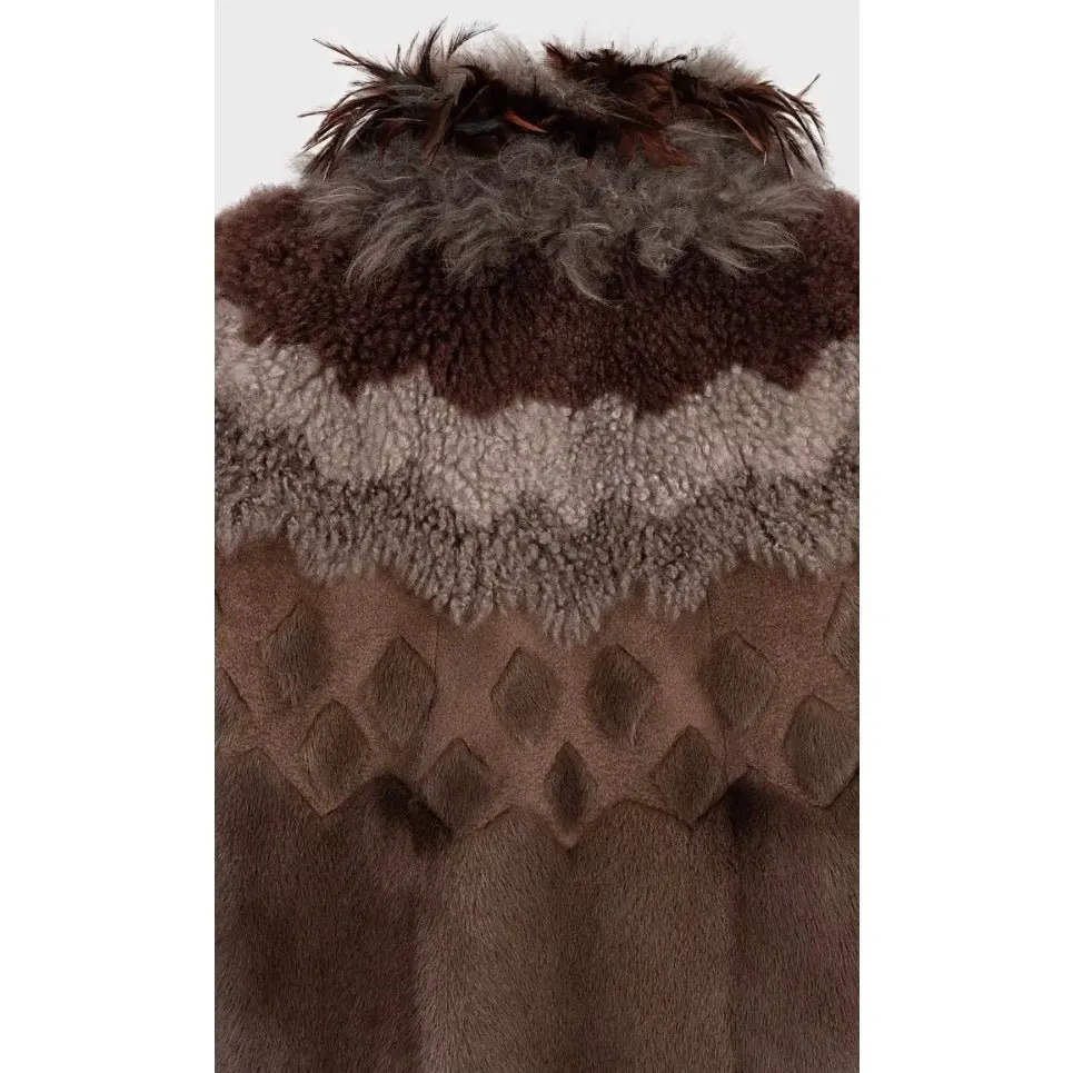 Brunello Cucinelli Fur Jacket IT 44 (L) Brown Silk Good - Box View