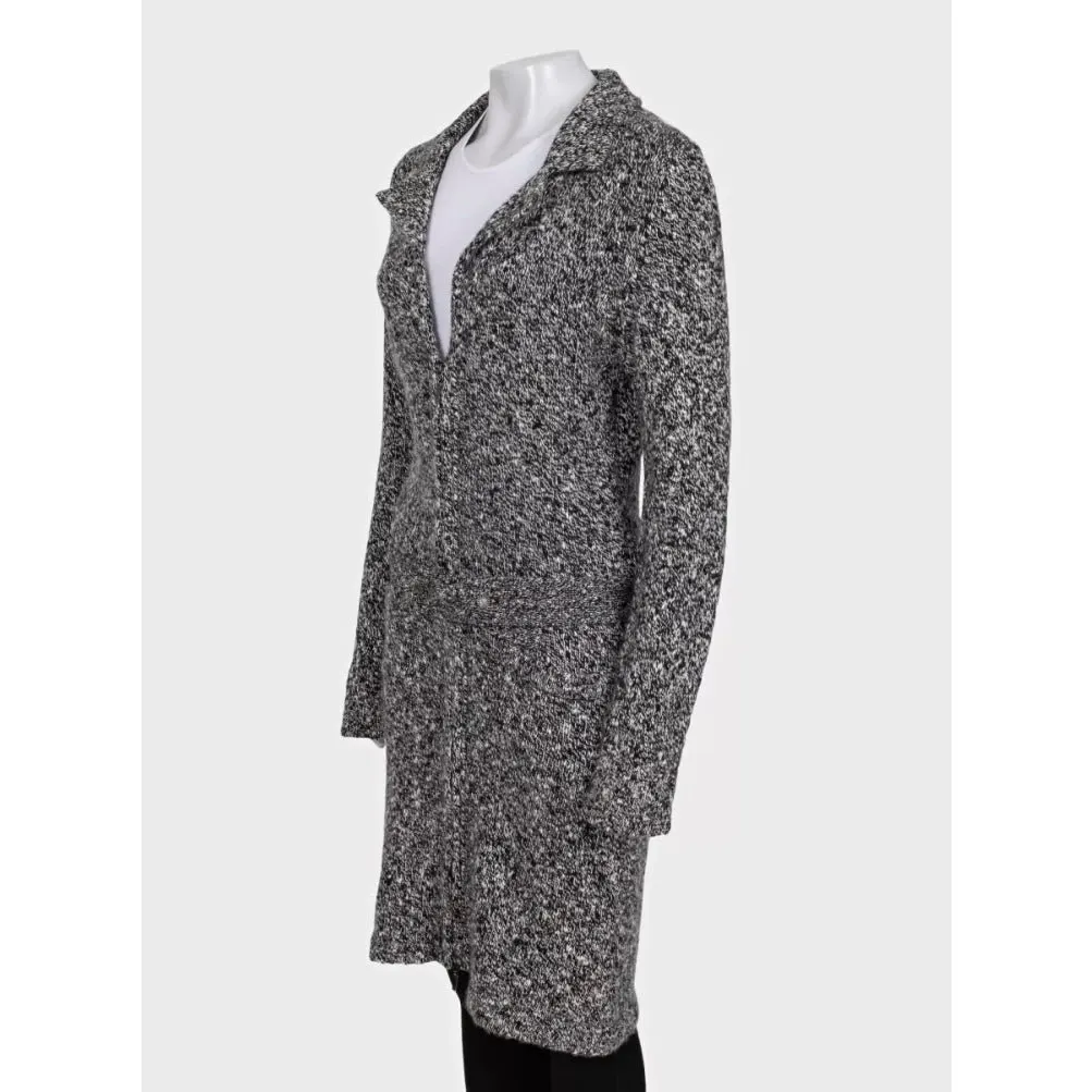 Chanel Black & White Cashmere Long Cardigan Sz.40/S Pre-owned Black Wool Good - Back View