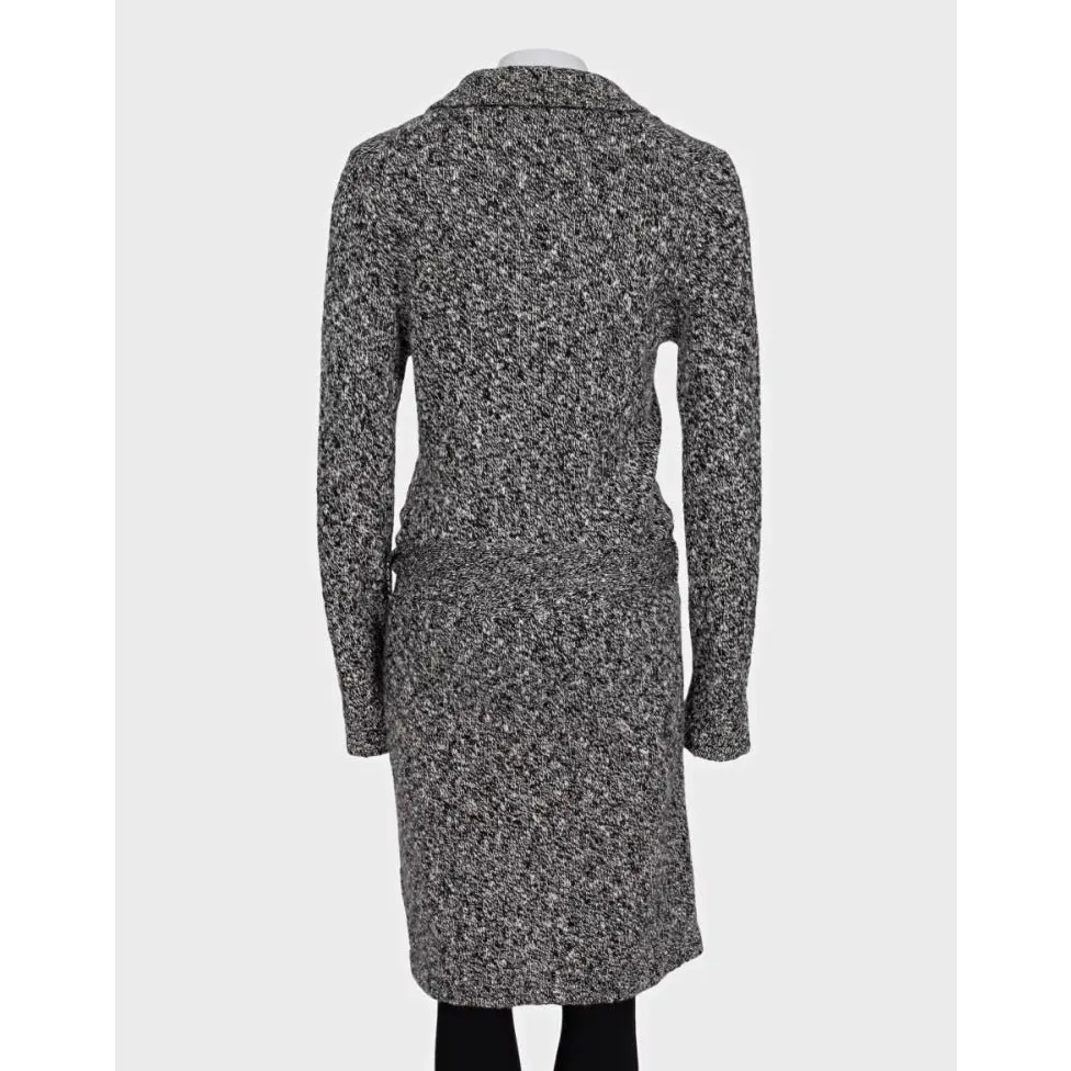 Chanel Black & White Cashmere Long Cardigan Sz.40/S Pre-owned Black Wool Good - Inside View