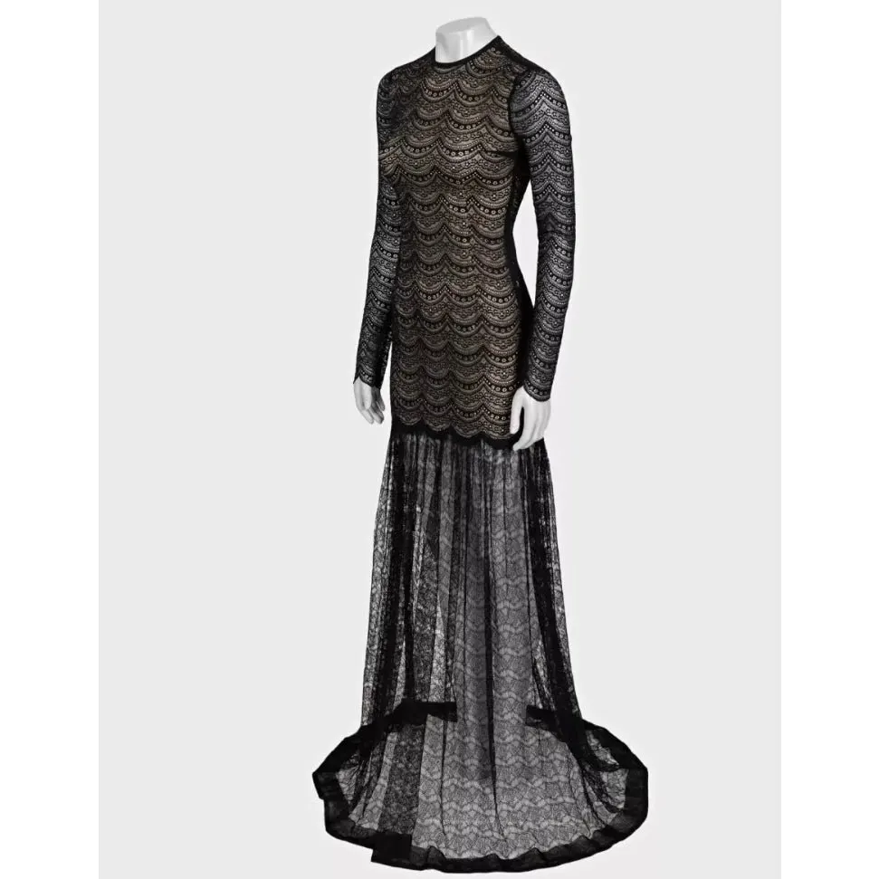 Alessandra Rich Black Maxi Dress Sz.40 Pre-owned Black Polyester Good - Back View