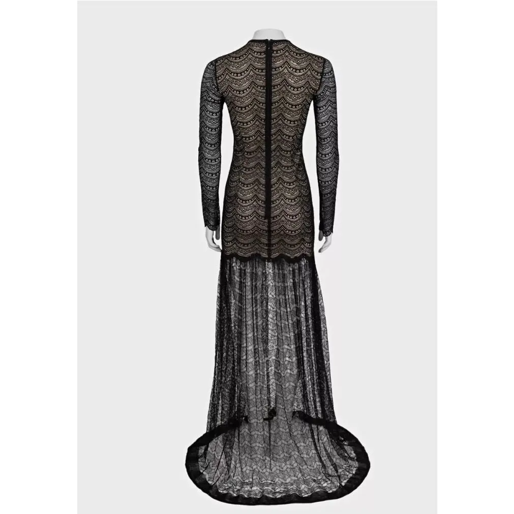 Alessandra Rich Black Maxi Dress Sz.40 Pre-owned Black Polyester Good - Inside View