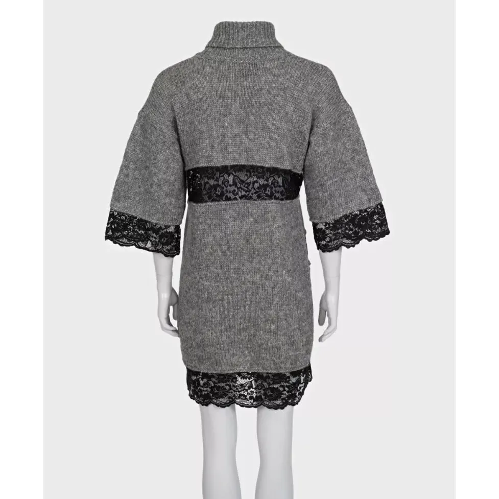 Dolce & Gabbana Mohair Knit Dress with Delicate Lace sz. 42 Pre-owned Grey Lace Good - Inside View
