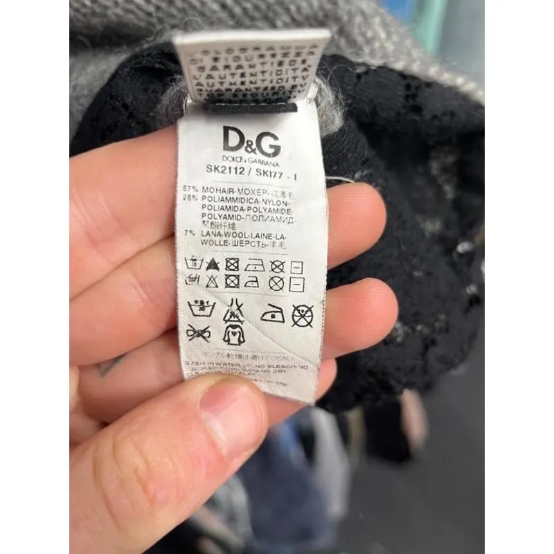 Dolce & Gabbana Mohair Knit Dress with Delicate Lace sz. 42 Pre-owned Grey Lace Good - Box View