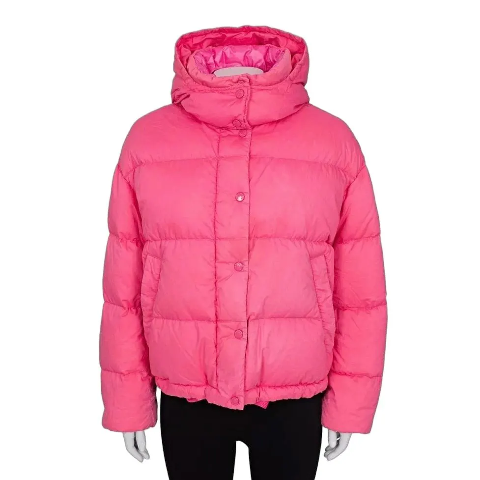 Moncler Pink Down Puffer Jacket with Detachable Hood Sz.2/XS pre-owned Pink Cotton Good - Front View