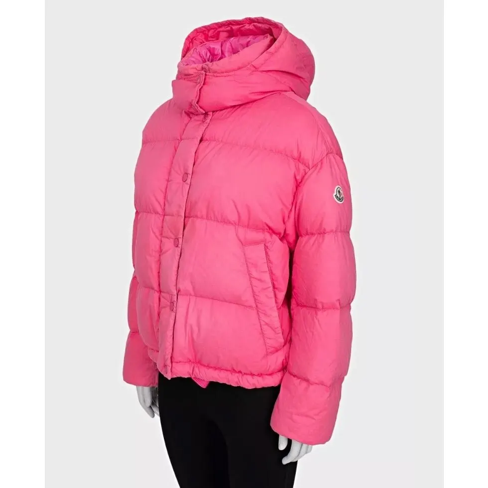 Moncler Pink Down Puffer Jacket with Detachable Hood Sz.2/XS pre-owned Pink Cotton Good - Back View