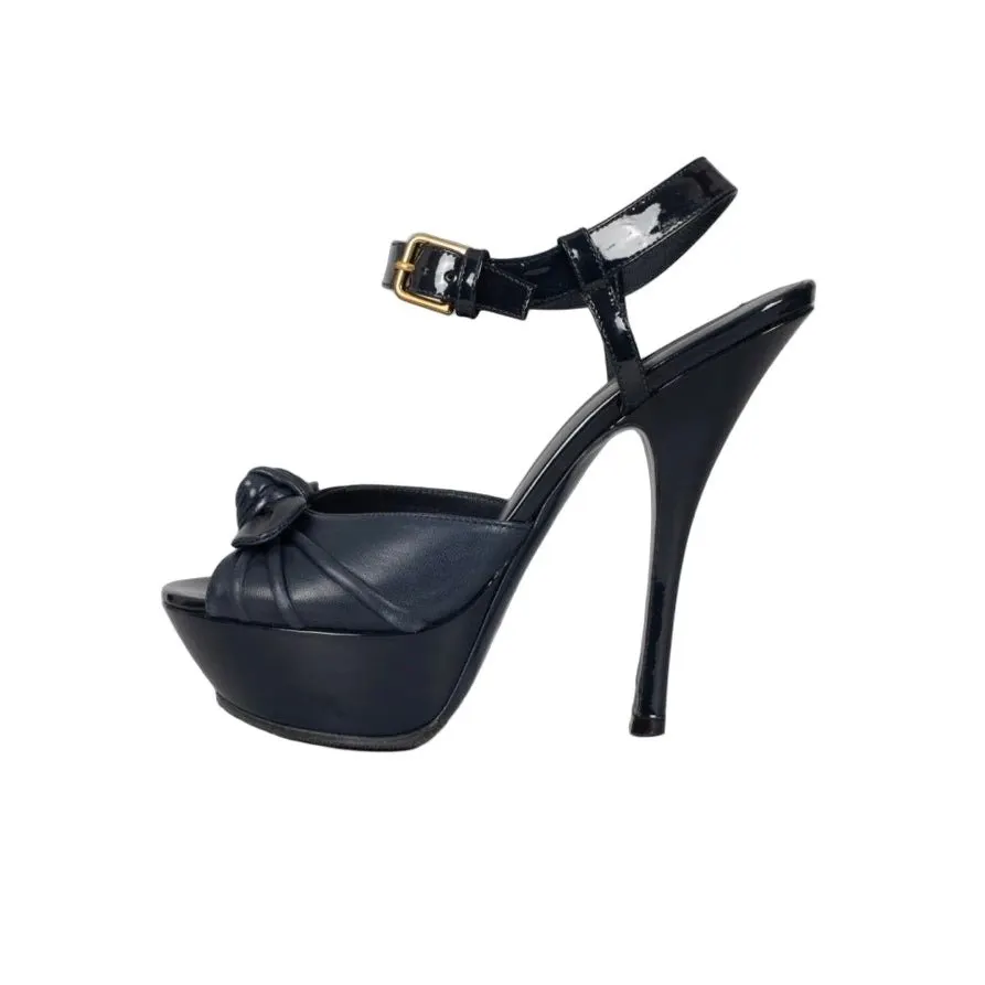 Saint Laurent Blue Leather Stiletto Platform Sandals EU 37 Pre-owned