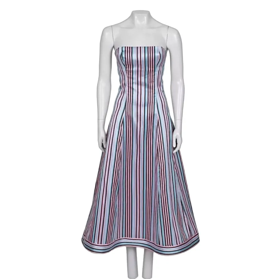 Natasha Zinko Striped Fitted Dress with Gold Hardware Sz.38 Pre-owned Gold Polyester Good - Front View