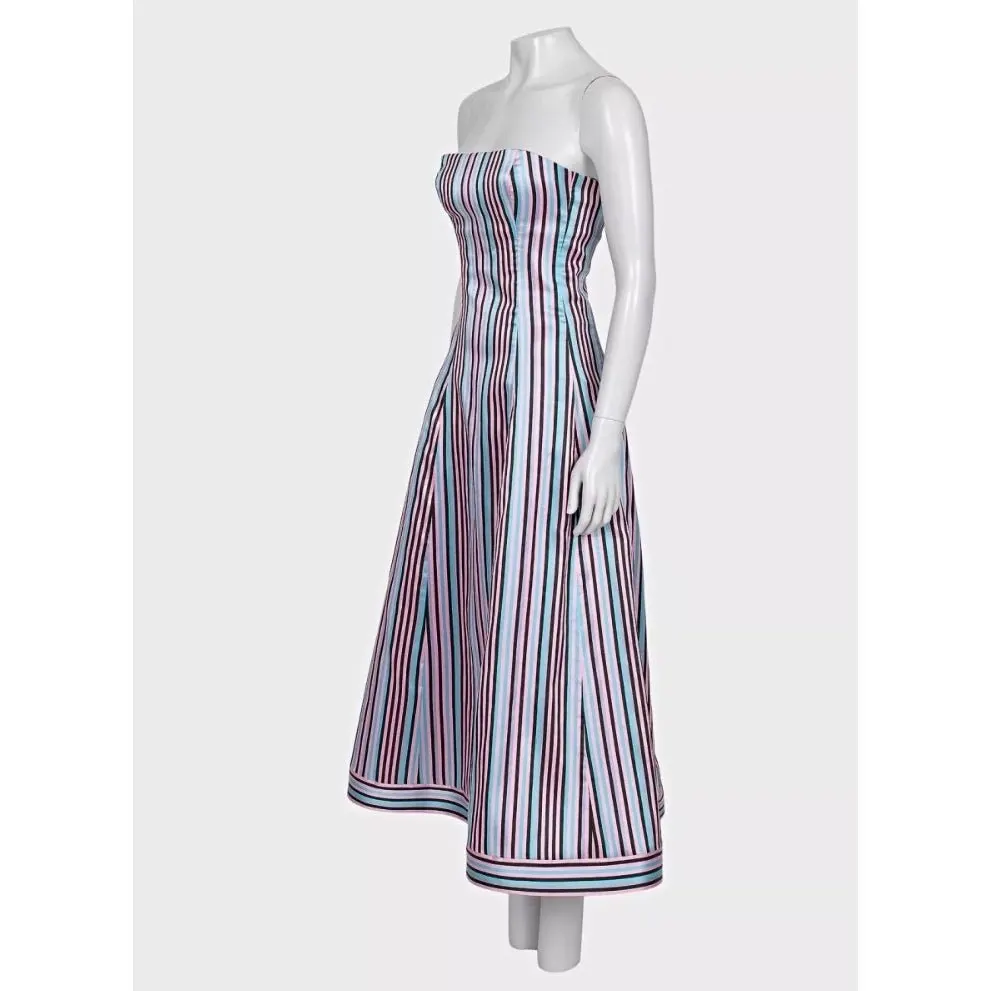 Natasha Zinko Striped Fitted Dress with Gold Hardware Sz.38 Pre-owned Gold Polyester Good - Back View