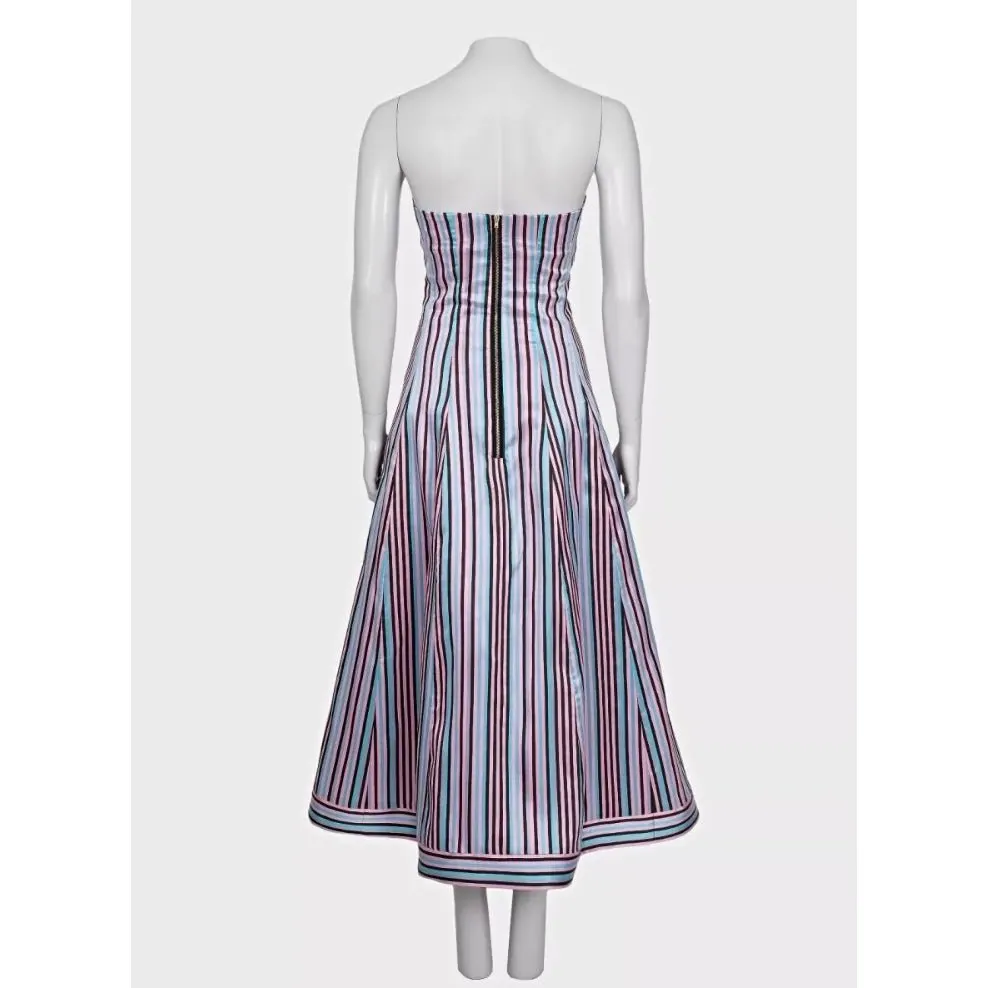 Natasha Zinko Striped Fitted Dress with Gold Hardware Sz.38 Pre-owned Gold Polyester Good - Inside View