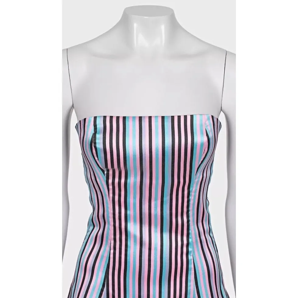 Natasha Zinko Striped Fitted Dress with Gold Hardware Sz.38 Pre-owned Gold Polyester Good - Model View
