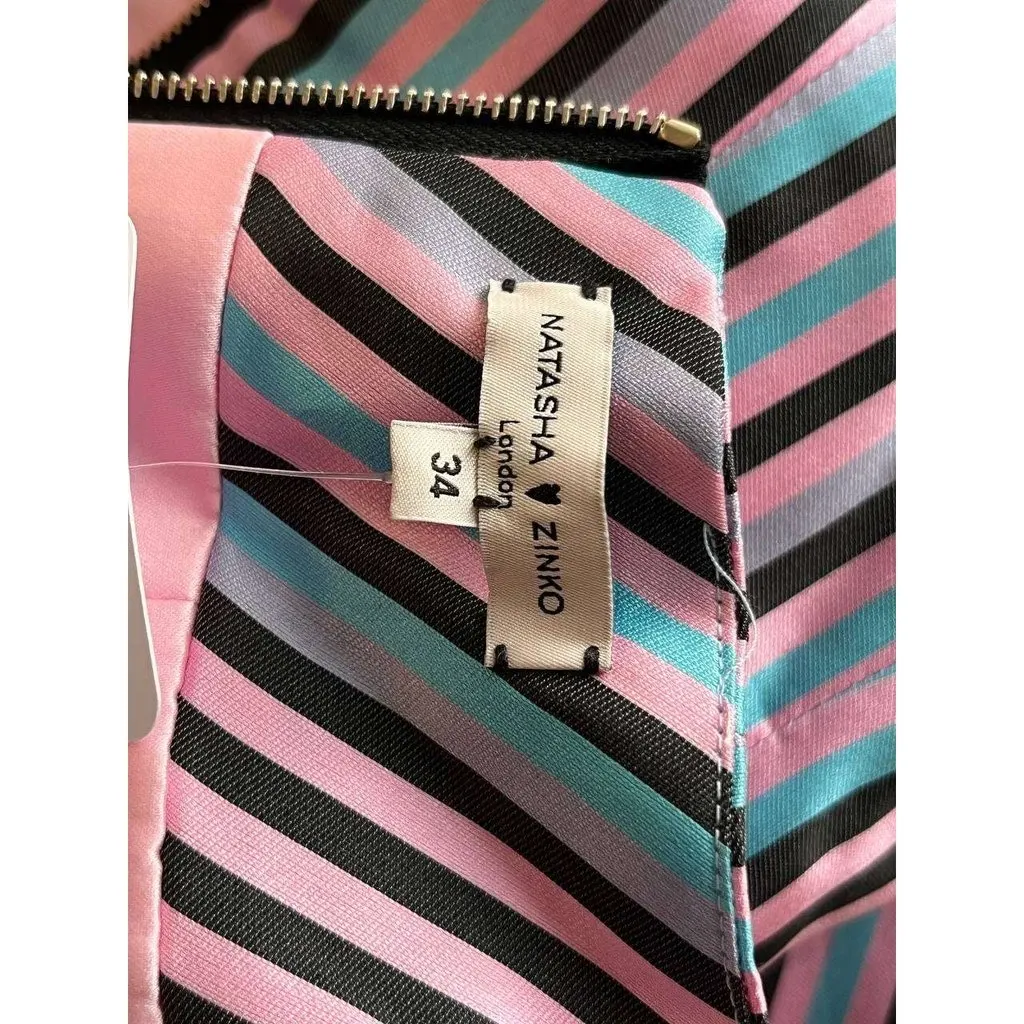 Natasha Zinko Striped Fitted Dress with Gold Hardware Sz.38 Pre-owned Gold Polyester Good - Box View