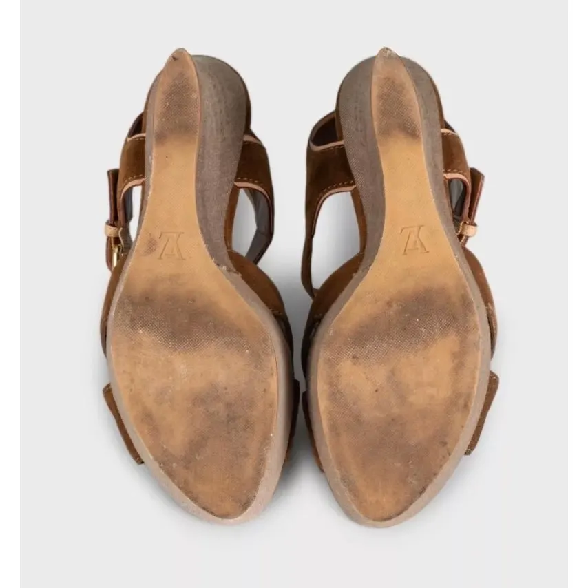 Louis Vuitton Brown Suede Monogram Platform Sandals EU 41 Pre-owned Brown Suede Good - Box View