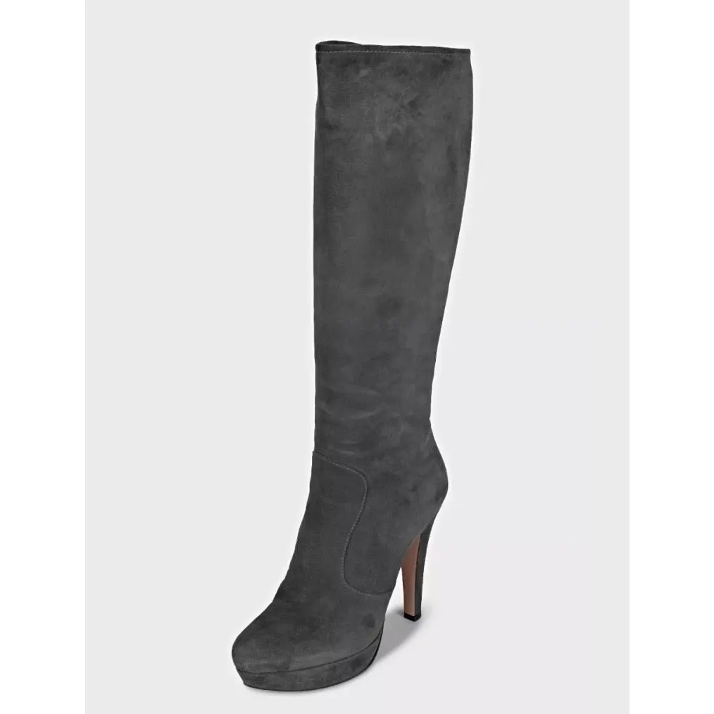 Prada Grey Suede Knee-High Boots - Pointed Toe Stiletto EU 40 Pre-owned Grey Suede Good - Inside View