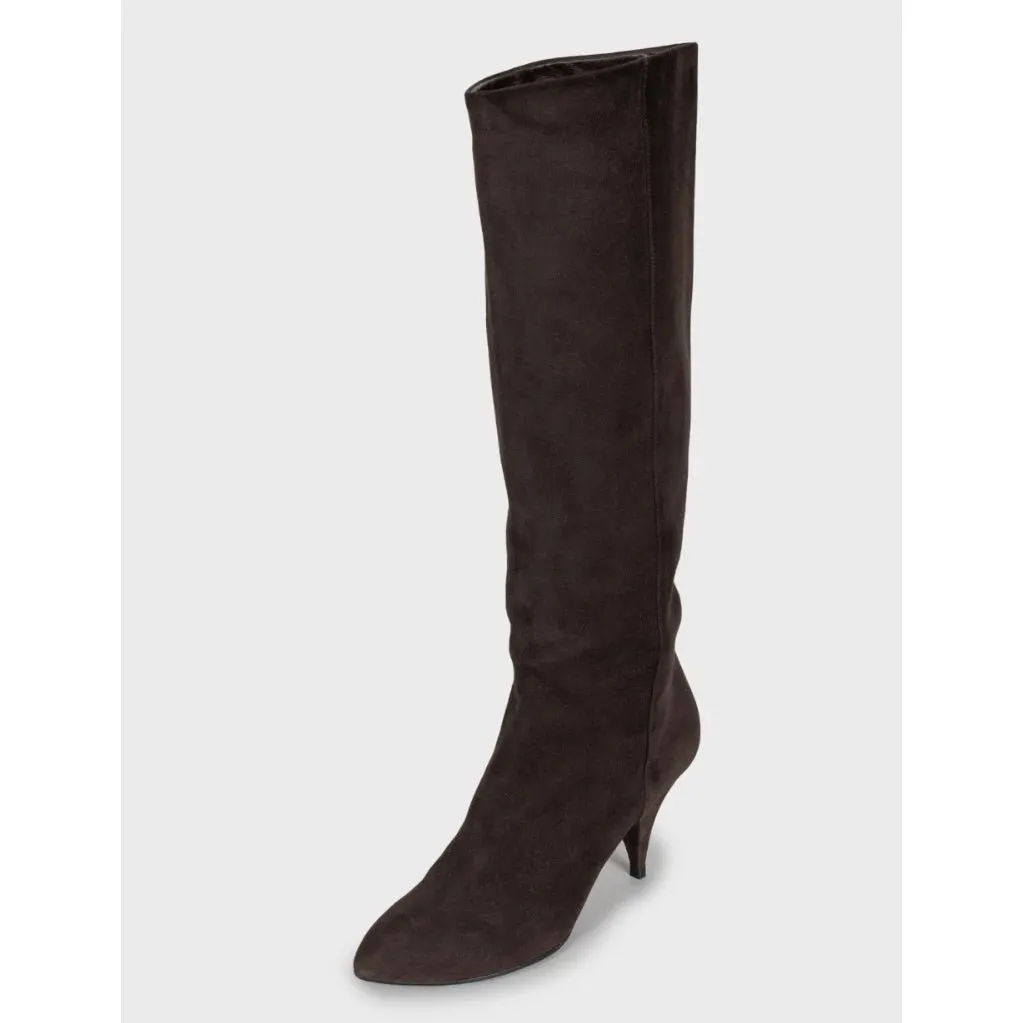 Saint Laurent Brown Suede Wedge Knee-High Boots Sz.38 Pre-owned Brown Suede Good - Inside View