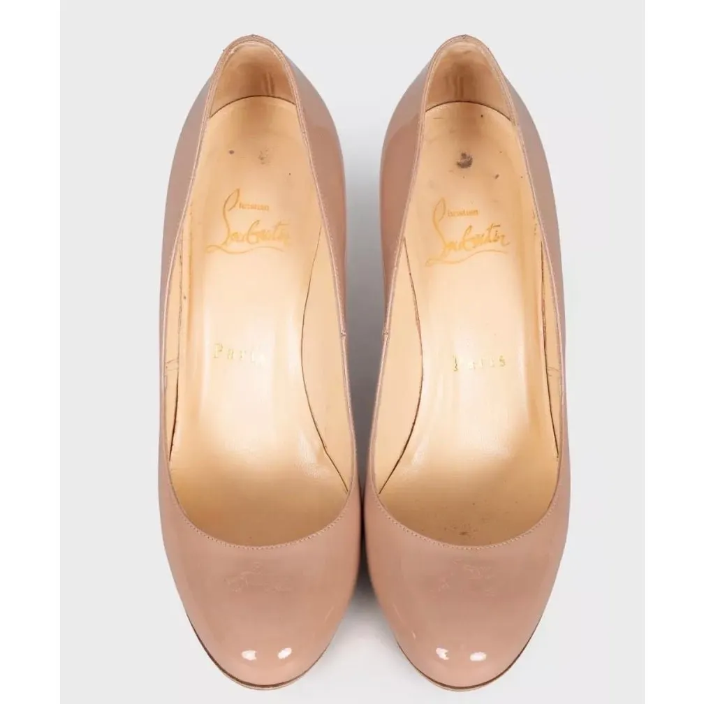 Christian Louboutin Beige Leather Wedge Pumps EU 36 Pre-owned Beige Leather Good - Back View
