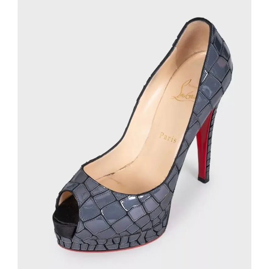 Christian Louboutin Leather Open Toe Stiletto Heels Sz.38,5 Pre-owned Black Leather Good - Inside View