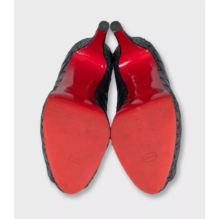 Christian Louboutin Leather Open Toe Stiletto Heels Sz.38,5 Pre-owned Black Leather Good - Box View