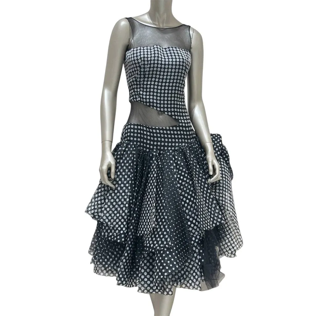 Alexander McQueen Polka-Dot Flamenco Dress Sz. S Pre-owned Black Good - Front View