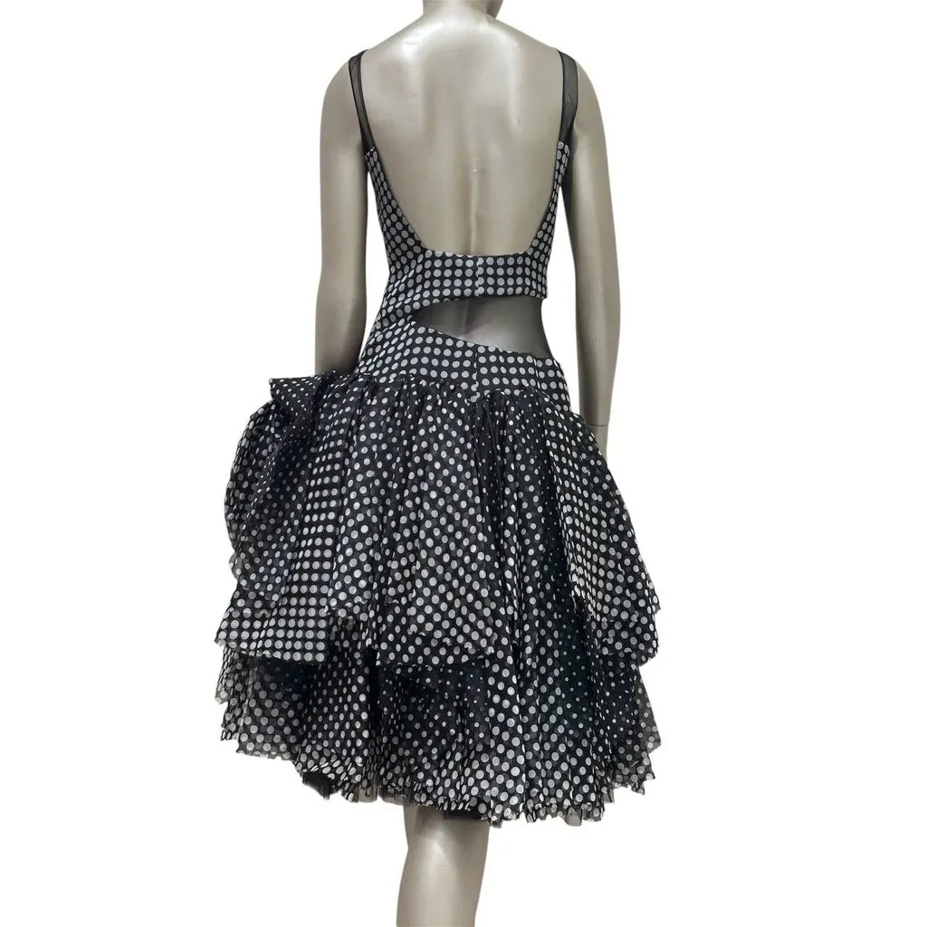 Alexander McQueen Polka-Dot Flamenco Dress Sz. S Pre-owned Black Good - Back View