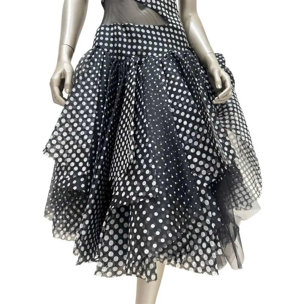 Alexander McQueen Polka-Dot Flamenco Dress Sz. S Pre-owned Black Good - Model View