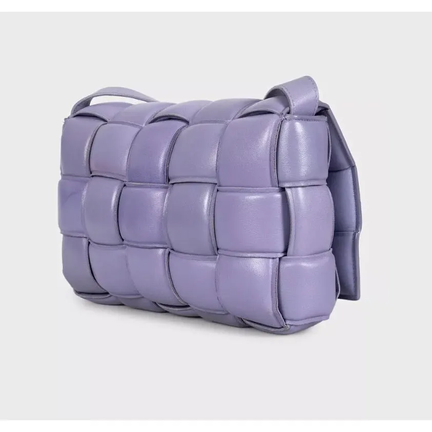 Bottega Veneta Purple Cassette Leather Shoulder Bag Pre-owned Purple Leather Good - Back View