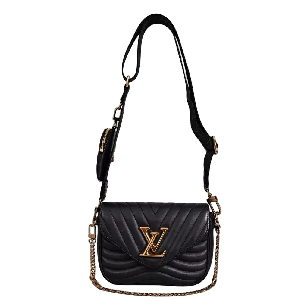 Louis Vuitton New Wave Multi Pochette Black Leather Crossbody Bag Pre-owned Black Leather Good - Front View