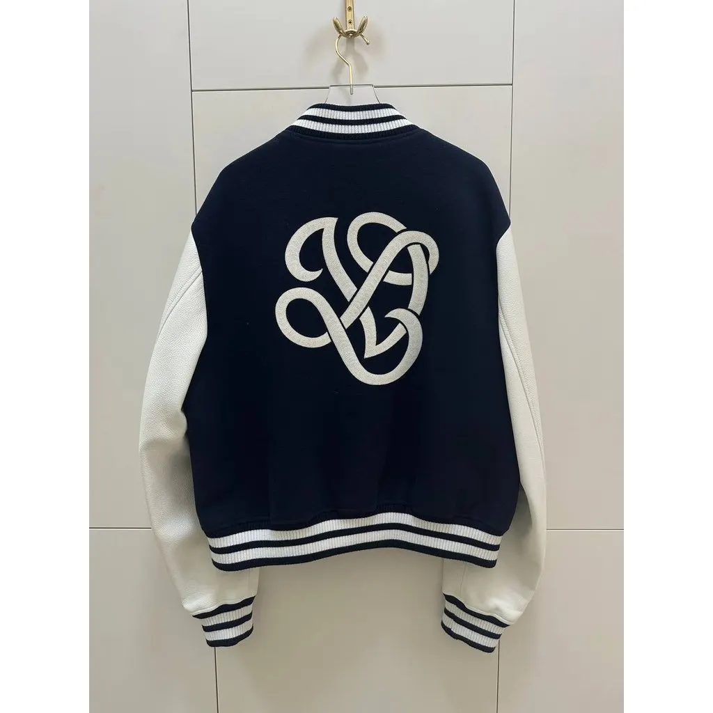 Louis Vuitton Varsity Jacket Sz 58 Pre-owned Navy Leather Good - Back View