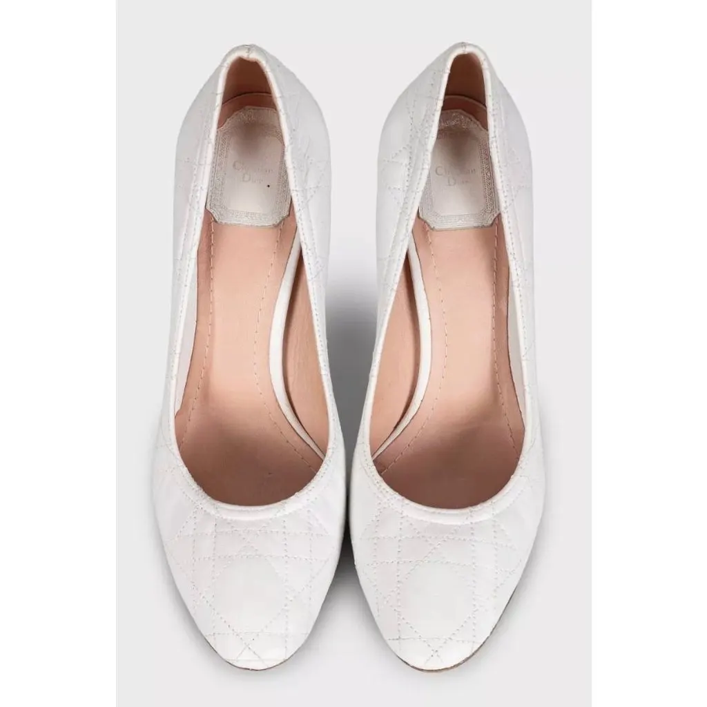 Dior White Leather Stiletto Heels - EU 39.5 Pre-owned White Leather Good - Back View