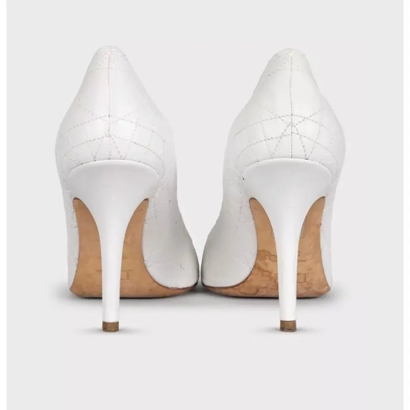 Dior White Leather Stiletto Heels - EU 39.5 Pre-owned White Leather Good - Model View