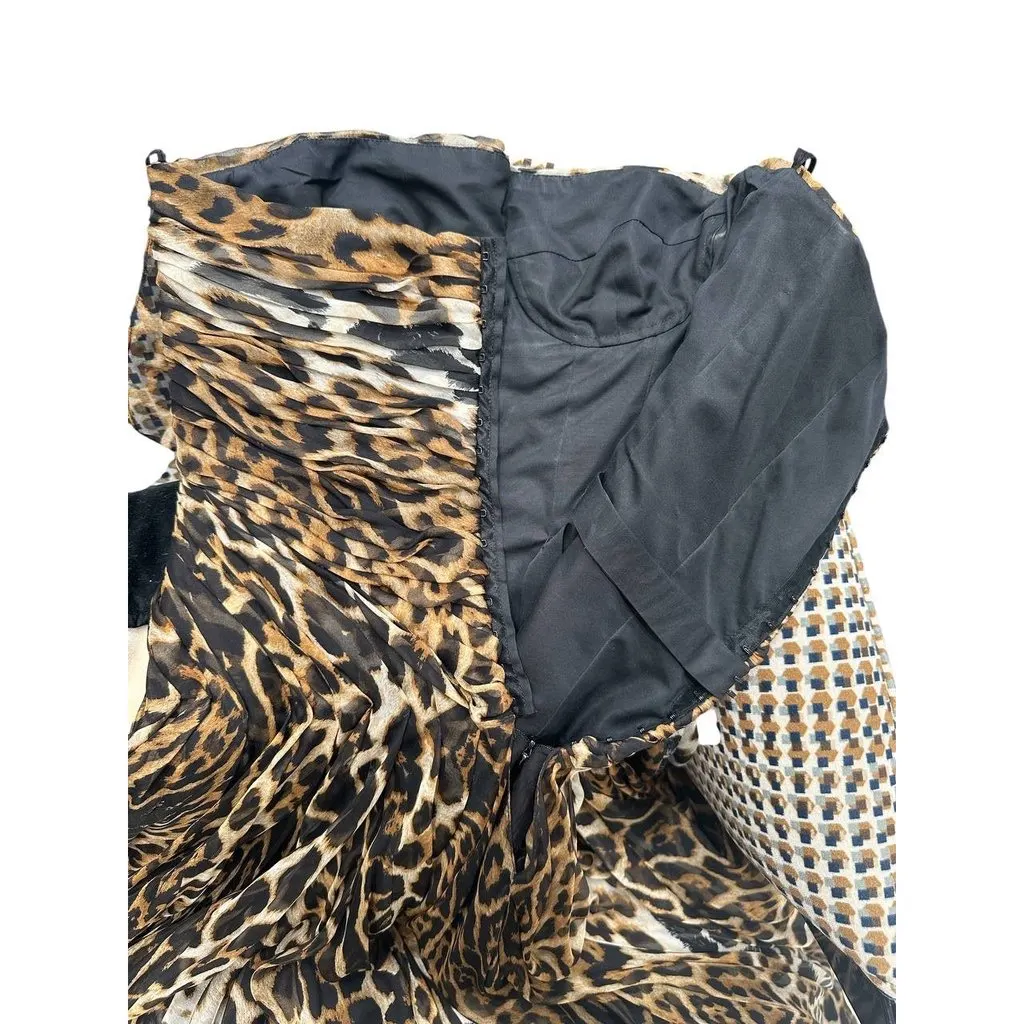 Saint Laurent YSL Vintage Leopard Silk Halter Maxi Dress - FR 38 Pre-owned White Silk Good - Box View