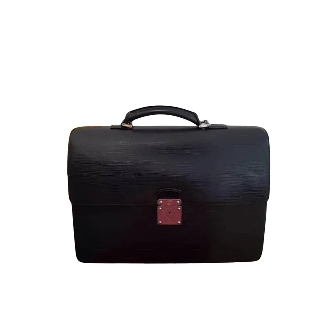 Louis Vuitton Men Epi Leather Messenger Bag Pre-Owned Black Leather Good - Front View