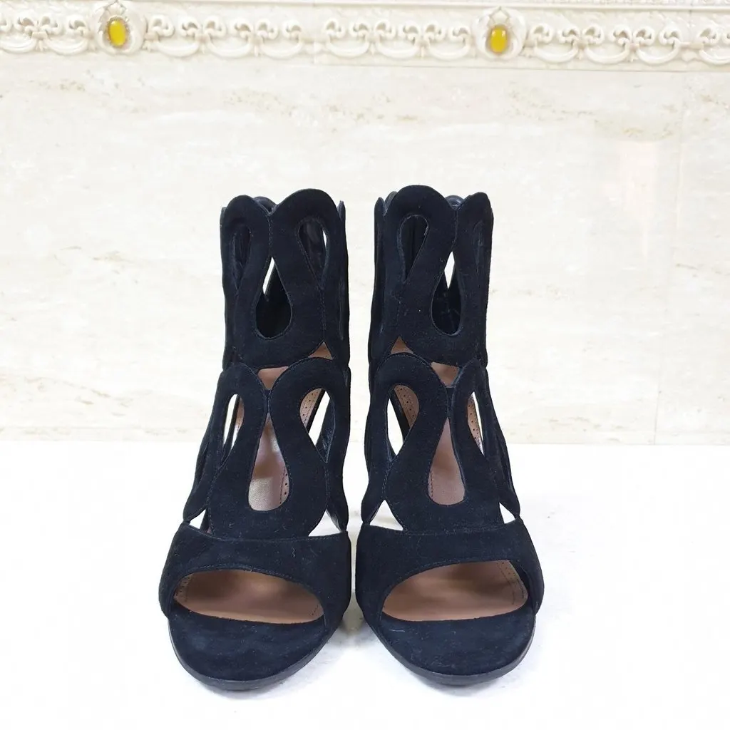 Alaïa Black Suede Sandals Heels Sz.38.5 Pre-Owned Black Suede Good - Back View