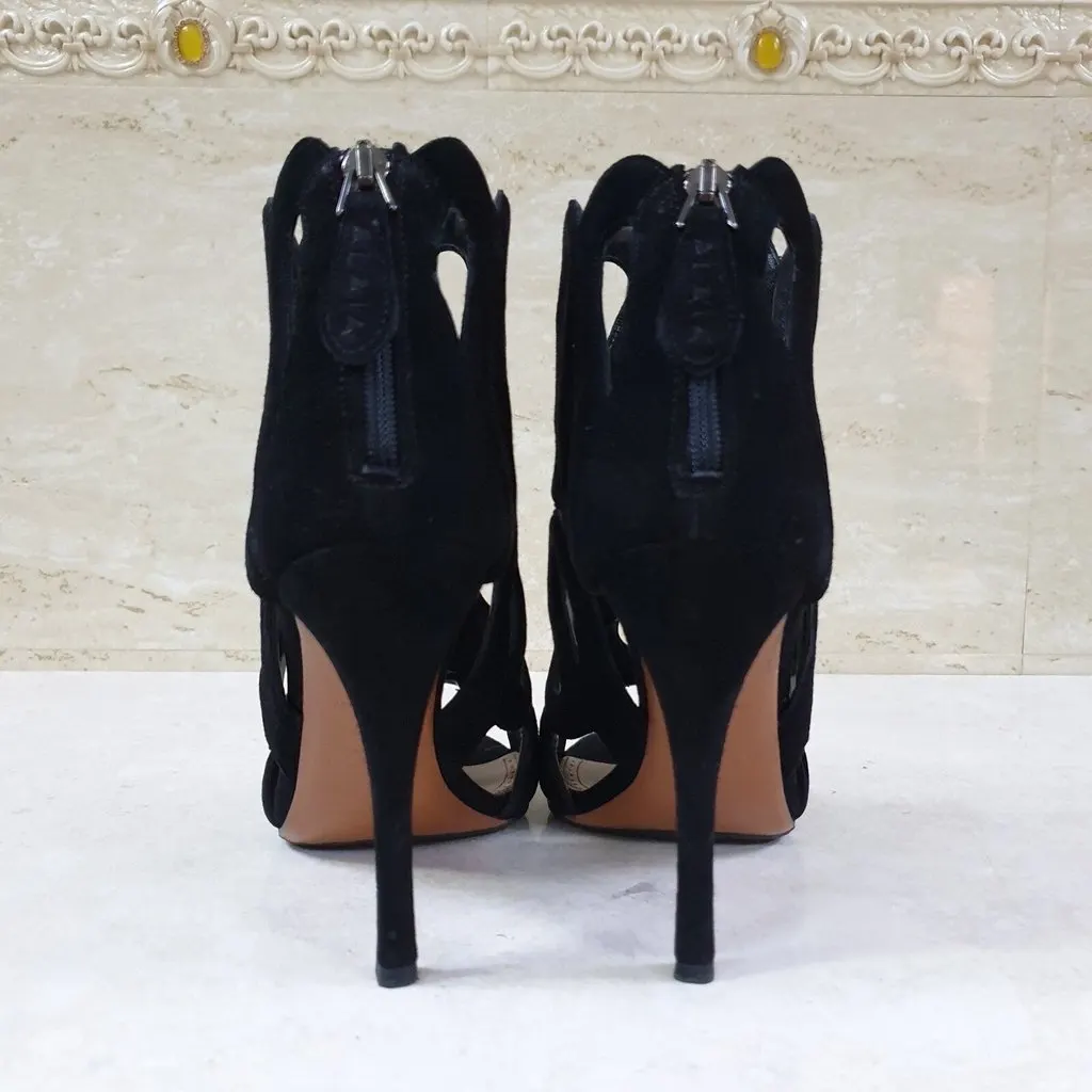 Alaïa Black Suede Sandals Heels Sz.38.5 Pre-Owned Black Suede Good - Model View