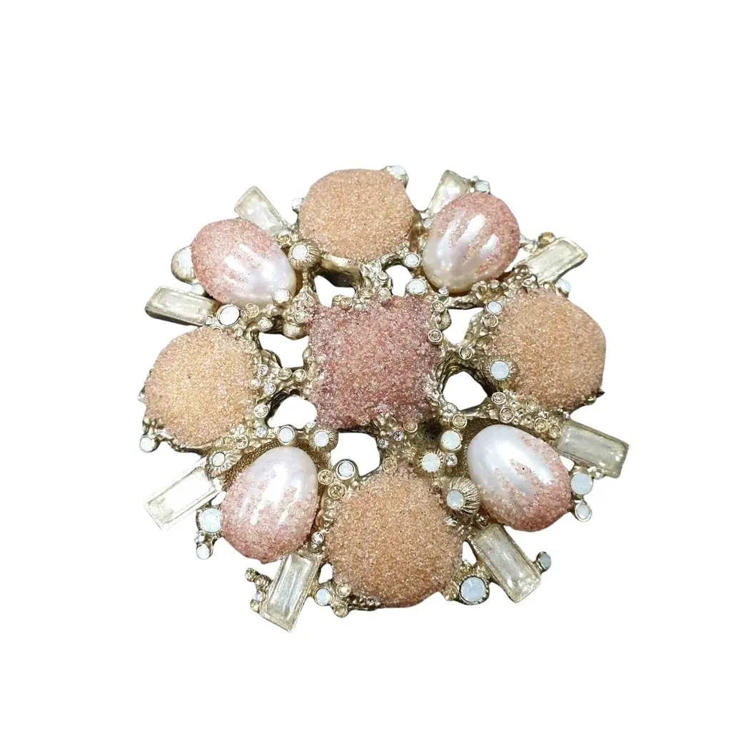 Chanel 12P Artificial pearl Brooch Pre-Owned Orange Good - Front View