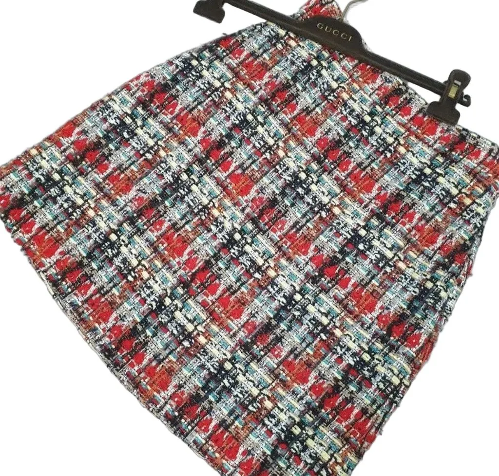 Gucci Light Tweed Mini SkirtSz.42 Pre-Owned White Tweed Good - Front View