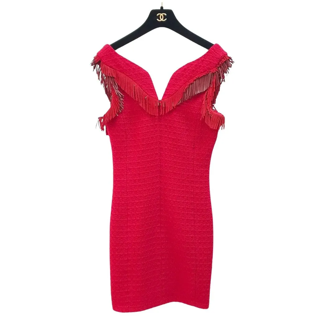 Chanel Paris Dallas 2014 Sz.34 pre-owned Red Tweed Good - Front View