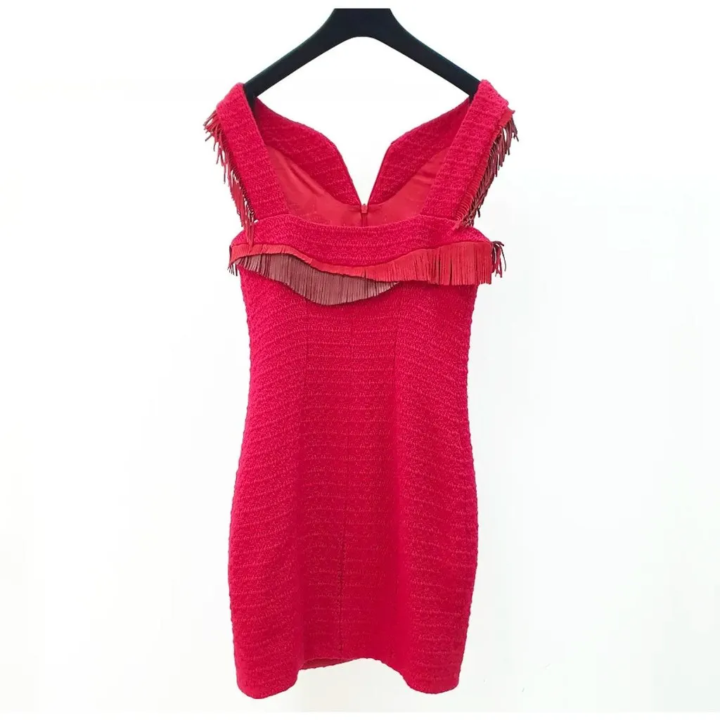 Chanel Paris Dallas 2014 Sz.34 pre-owned Red Tweed Good - Back View