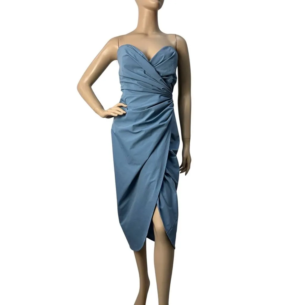Maison Margiela Strapless Draped Jersey Wrap Dress Sz.42 Pre-owned Blue Never worn, with tag - Front View