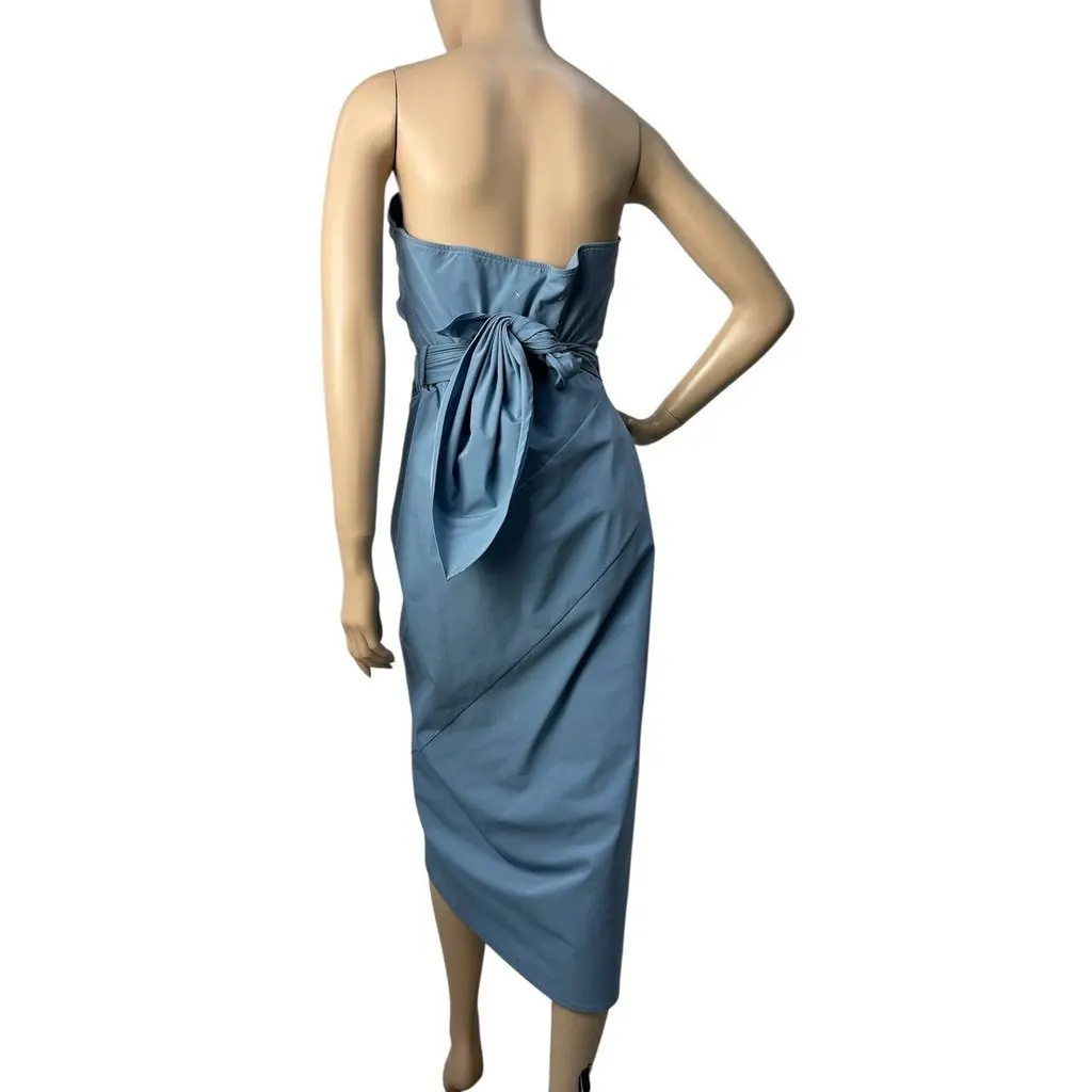 Maison Margiela Strapless Draped Jersey Wrap Dress Sz.42 Pre-owned Blue Never worn, with tag - Model View