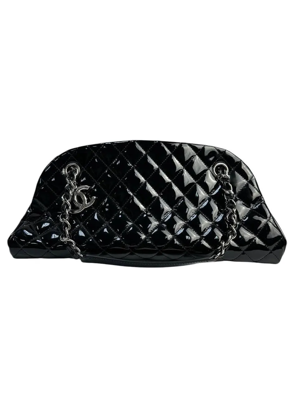 Chanel Patent leather bag with geometric focus Silver Leather Good - Front View
