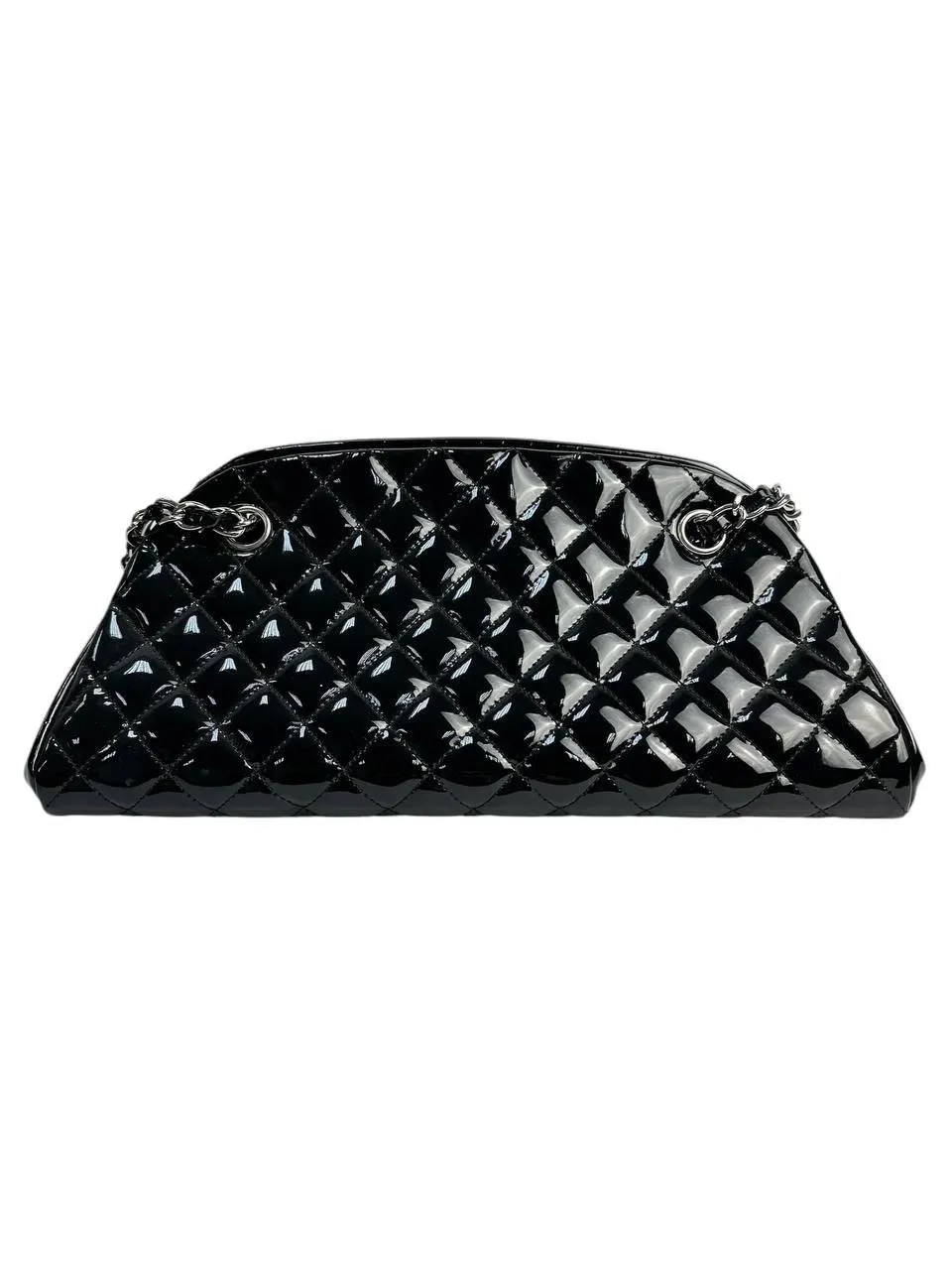 Chanel Patent leather bag with geometric focus Silver Leather Good - Back View