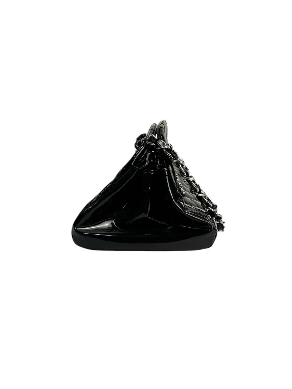 Chanel Patent leather bag with geometric focus Silver Leather Good - Inside View