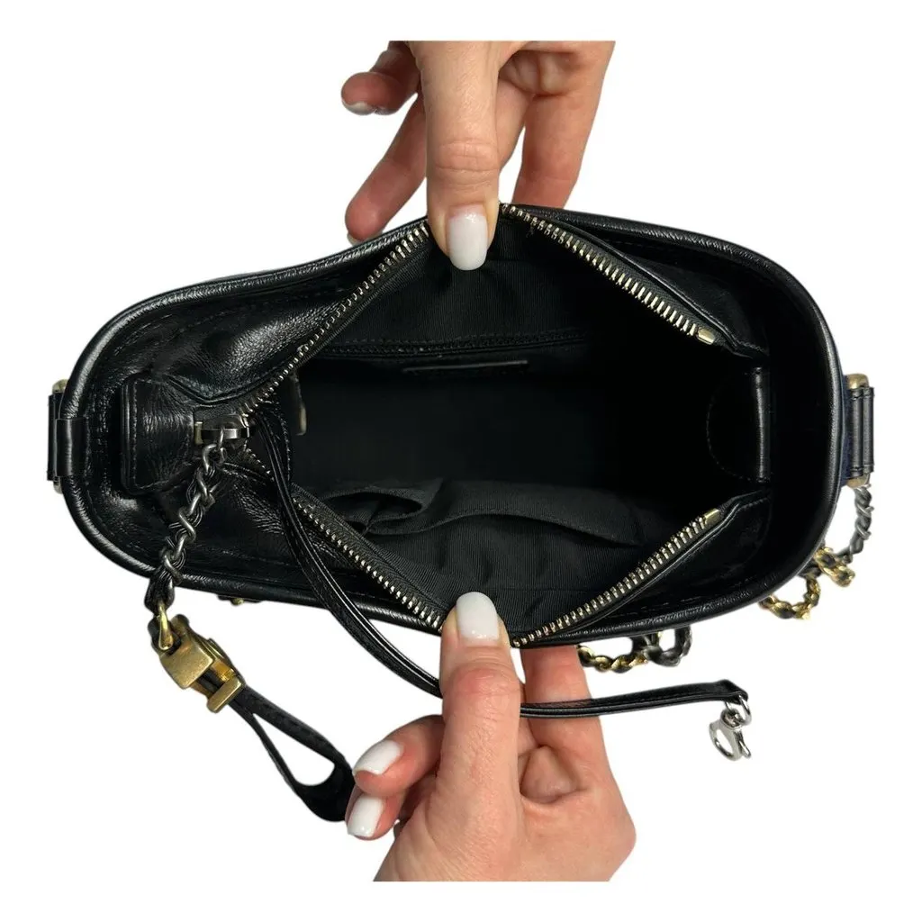 Chanel Chanel Paris-Hamburg Navy Blue Textille Embroidery Gabrielle Bag Navy Leather Good - Model View