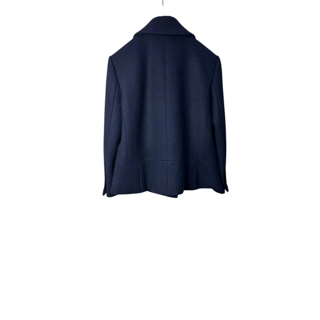 Chanel Navy Blue Wool Double-Breasted Peacoat Sz.38 Navy Wool Good - Inside View