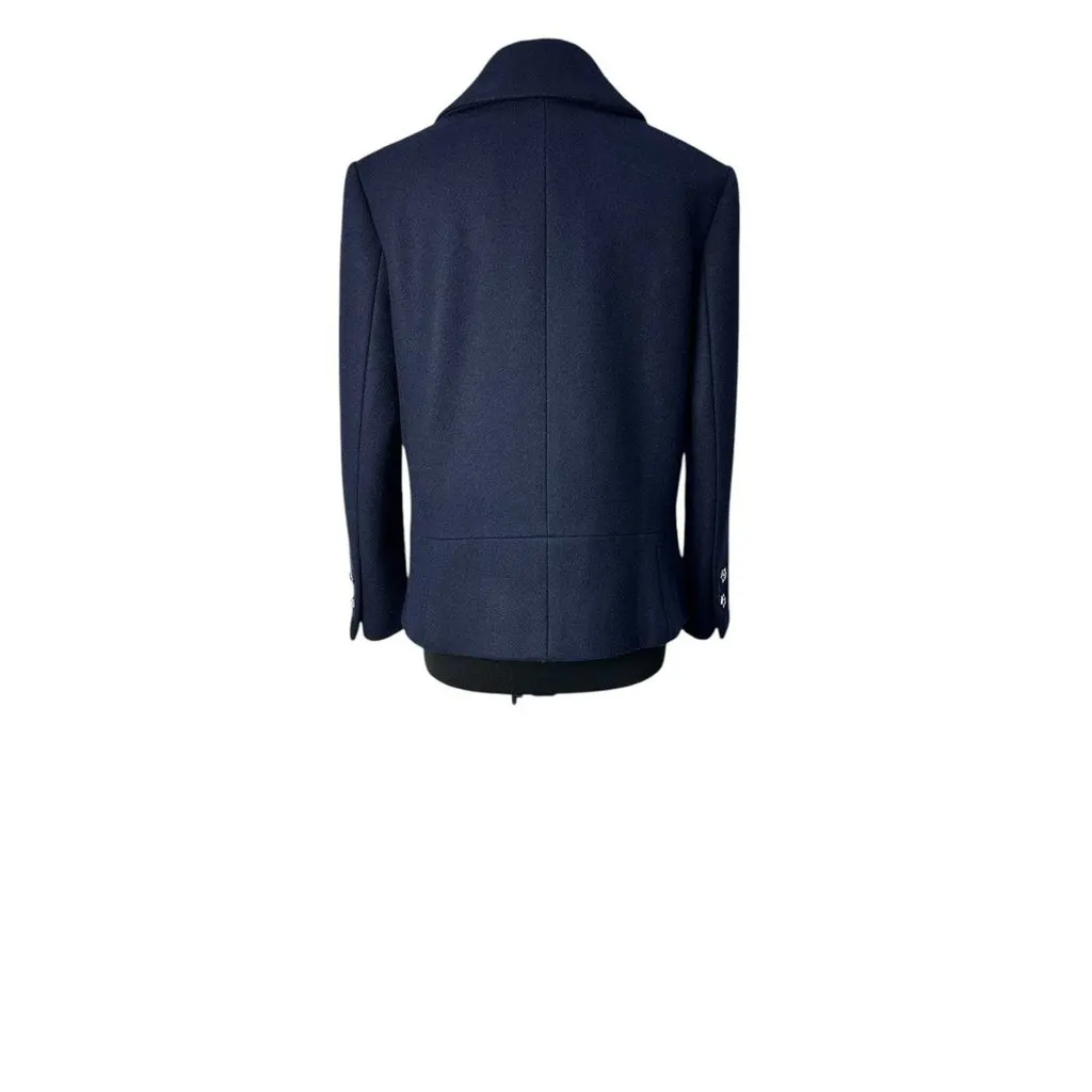 Chanel Navy Blue Wool Double-Breasted Peacoat Sz.38 Navy Wool Good - Box View